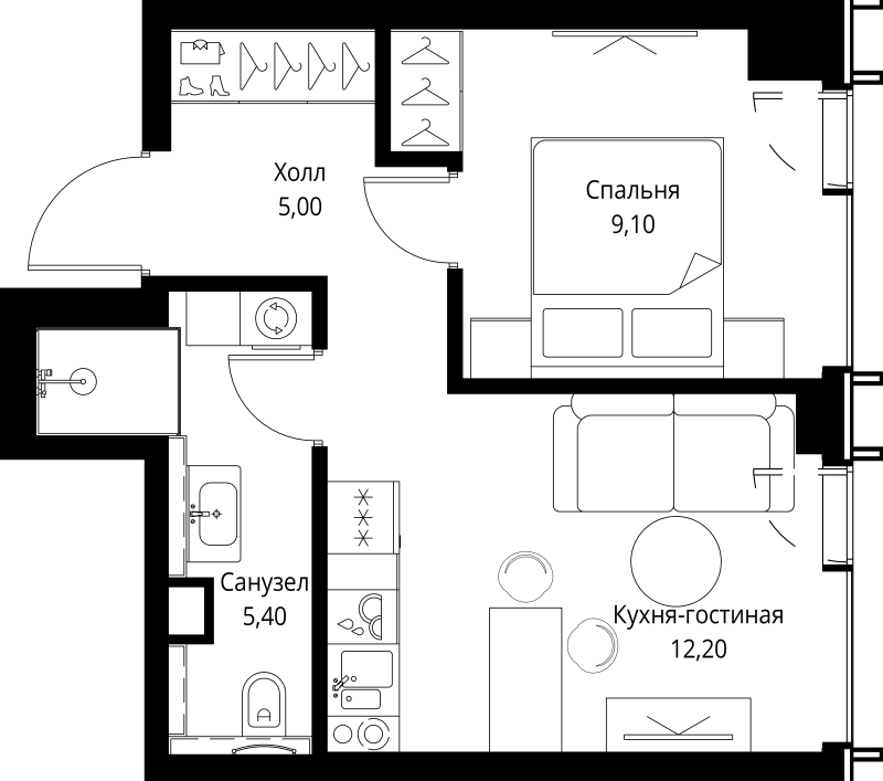 1 ккв 32,5 м²