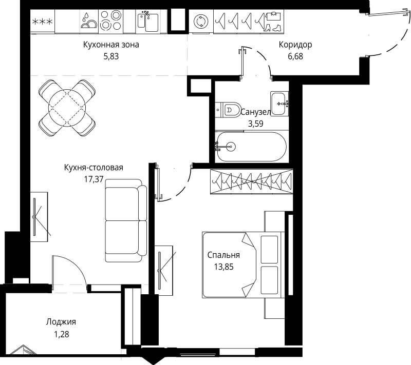 2 ккв (Евро) 49,5 м²