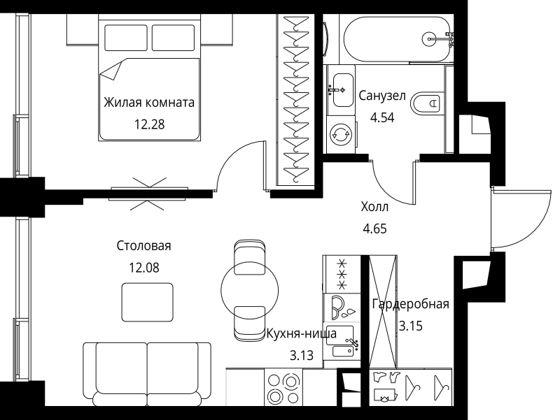 2 ккв (Евро) 39,8 м²