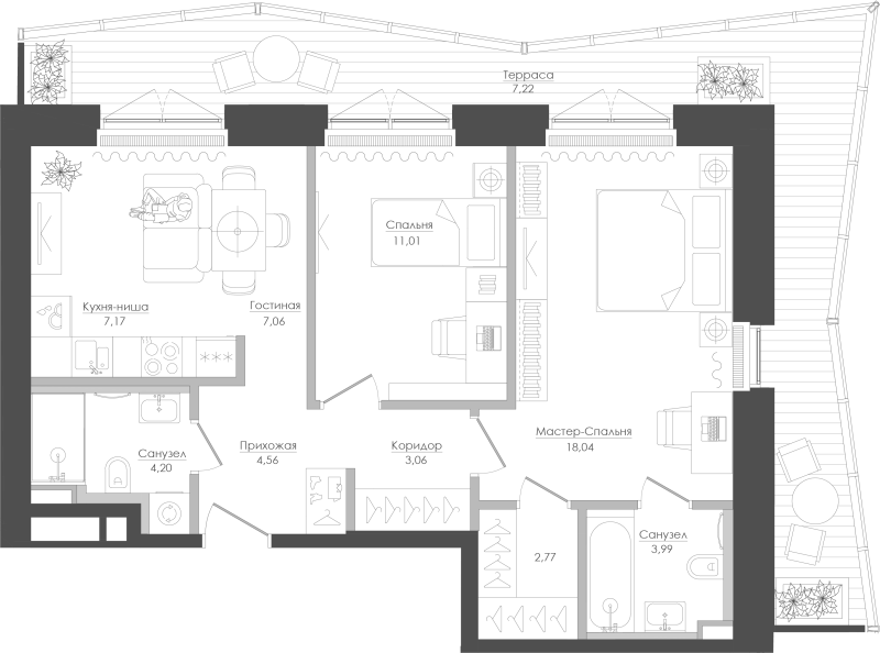 2 ккв 70,8 м²