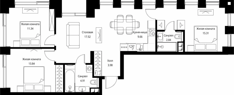 4 ккв (Евро) 79,4 м²