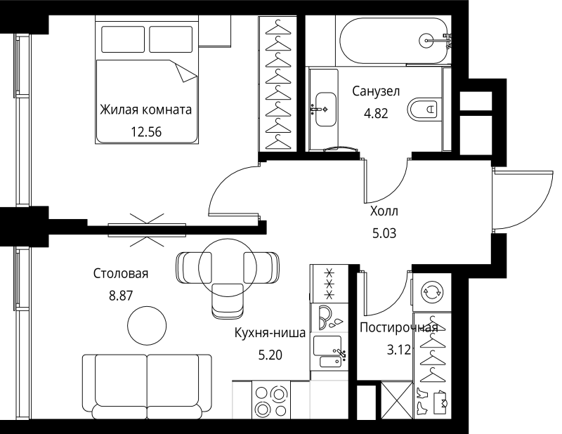 1 ккв 39,6 м²