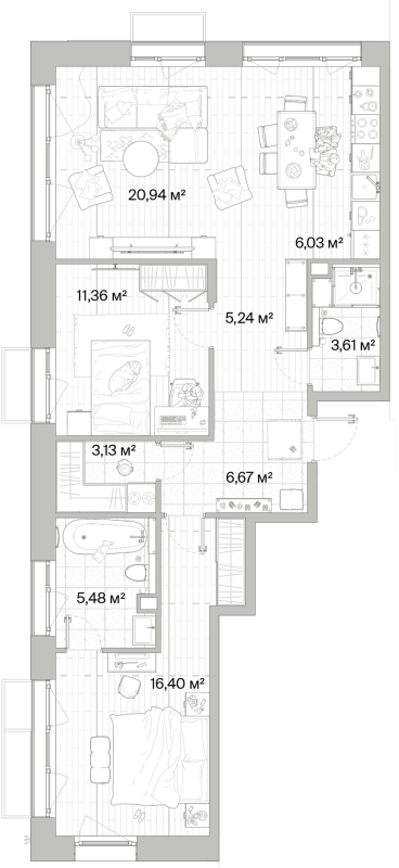 3 ккв (Евро) 78,9 м²