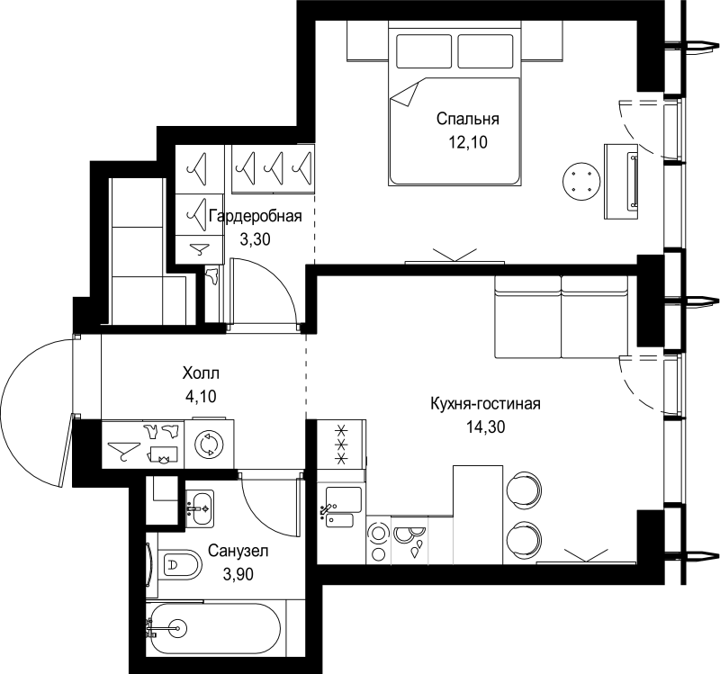 1 ккв 37,7 м²