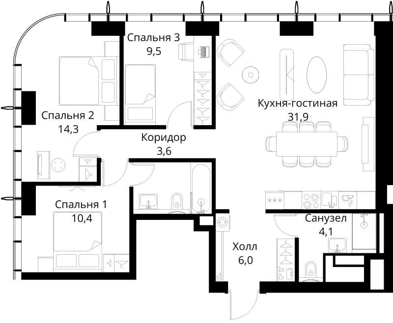 4 ккв (Евро) 84,2 м²