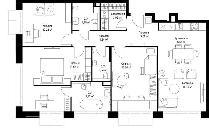 2 ккв (Евро) 43,5 м²