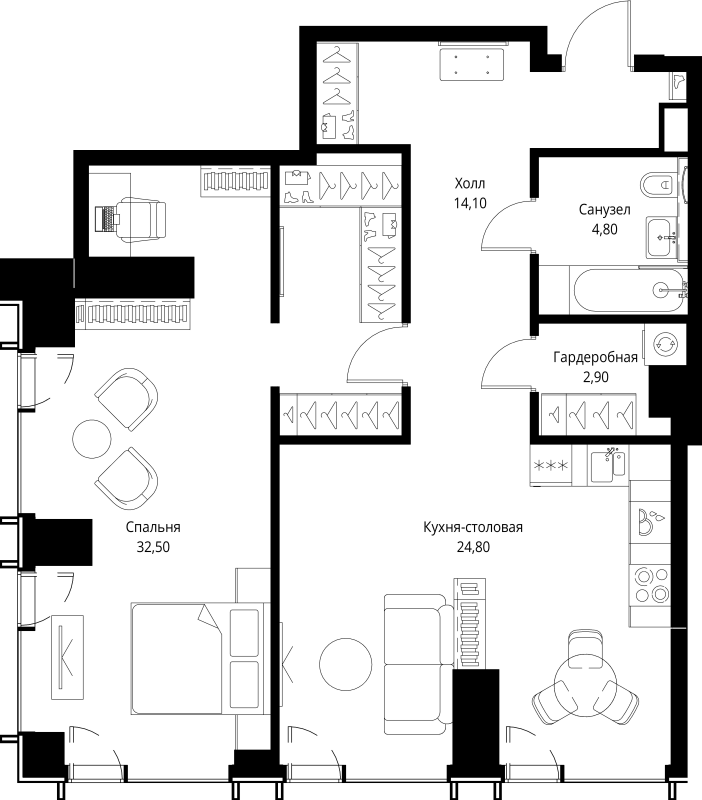 2 ккв (Евро) 79,1 м²