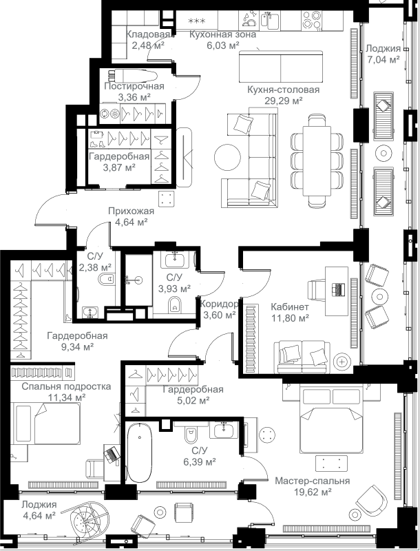 4 ккв (Евро) 134,8 м²