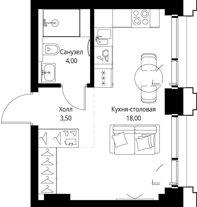 Студия 25,8 м²