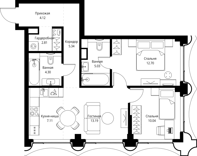 3 ккв (Евро) 64,6 м²