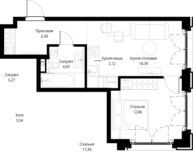 2 ккв (Евро) 40,6 м²