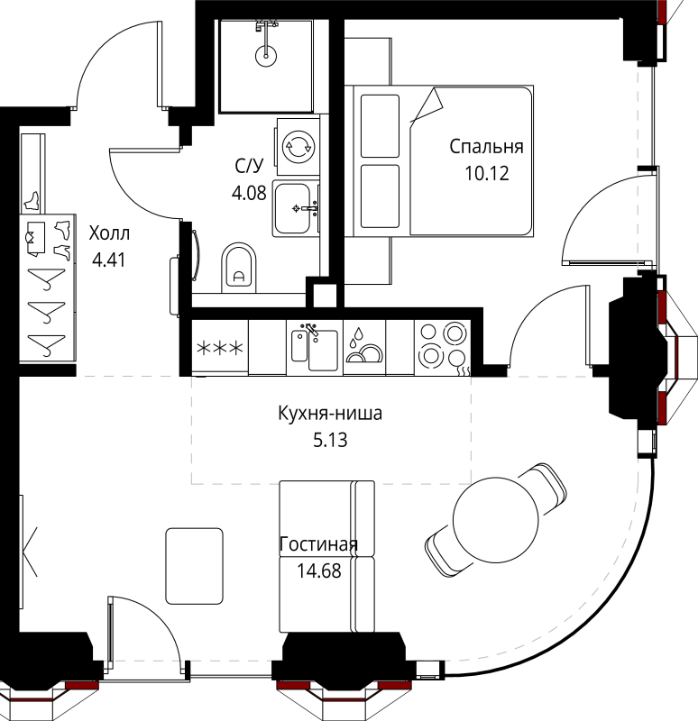 2 ккв (Евро) 38,4 м²