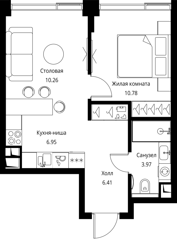 2 ккв (Евро) 38,4 м²