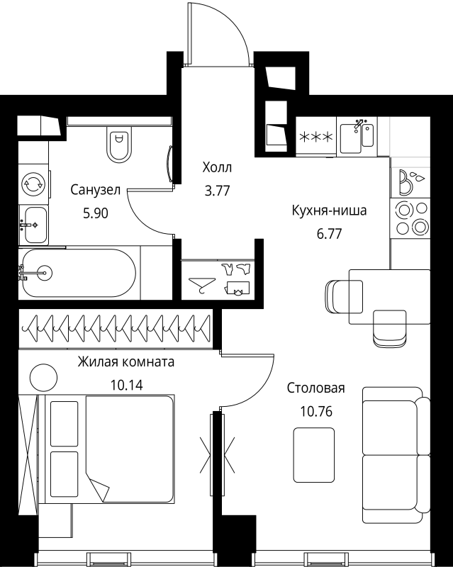 2 ккв (Евро) 37,3 м²
