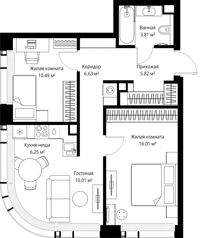 3 ккв (Евро) 59 м²