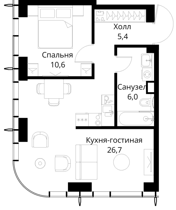 2 ккв (Евро) 48,7 м²