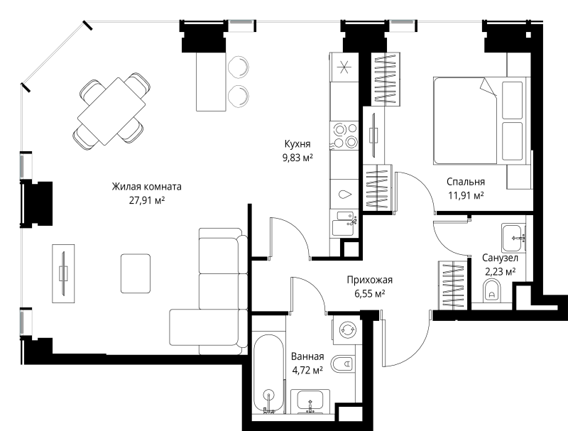 2 ккв (Евро) 63,2 м²