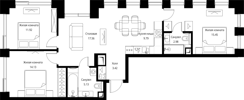 4 ккв (Евро) 80,4 м²
