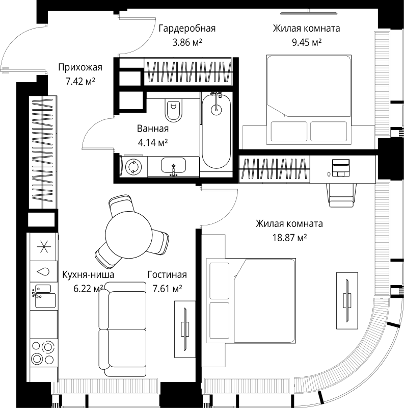 2 ккв 57,6 м²
