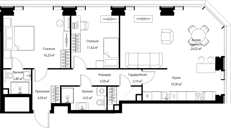 3 ккв (Евро) 81,6 м²