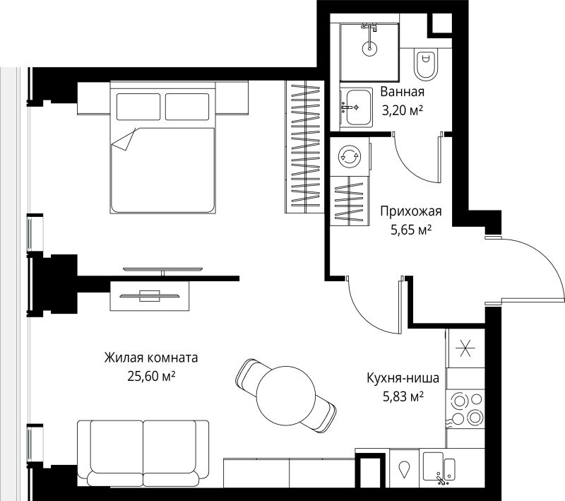 2 ккв (Евро) 40,3 м²