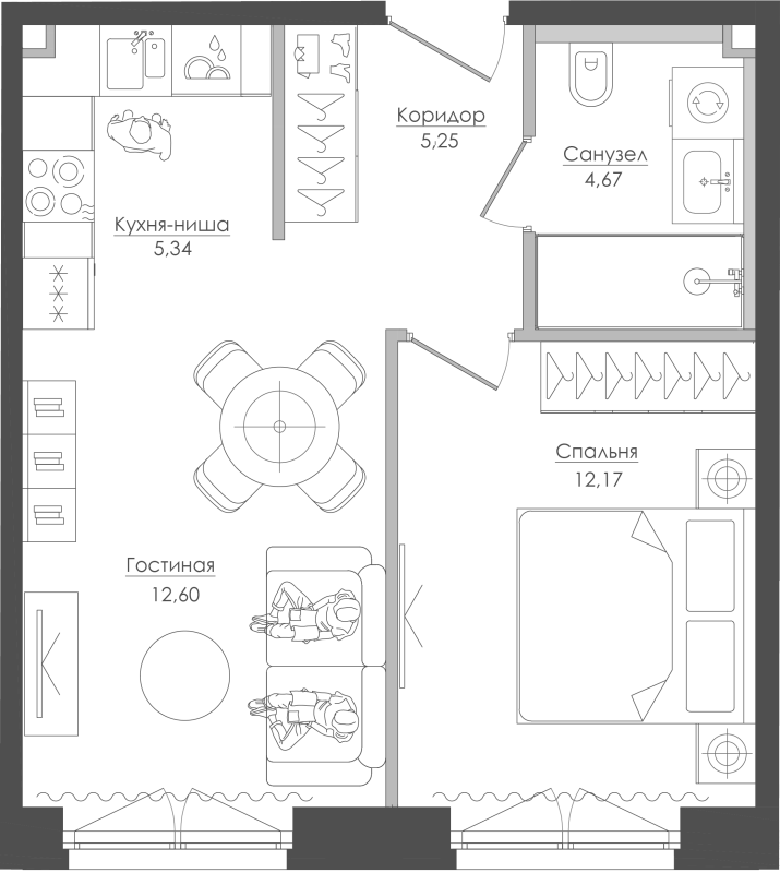 2 ккв (Евро) 40 м²