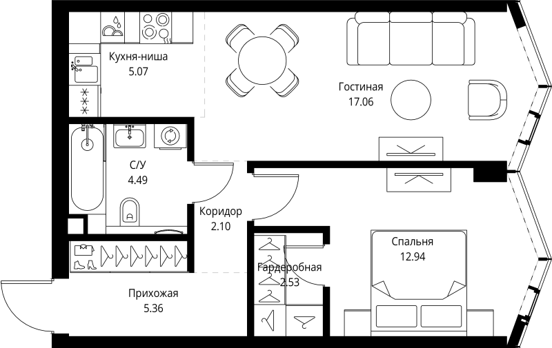 2 ккв (Евро) 49,6 м²