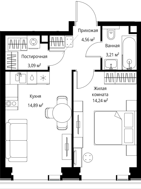 1 ккв 40 м²