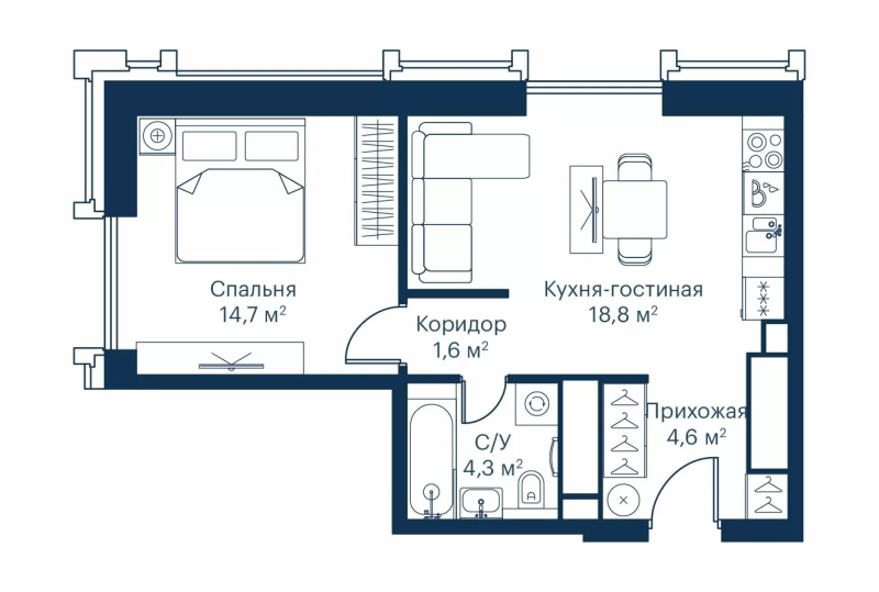 1 ккв 44,2 м²