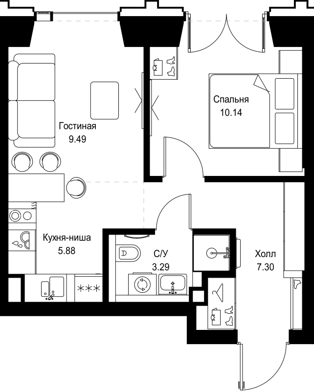 2 ккв (Евро) 36,1 м²