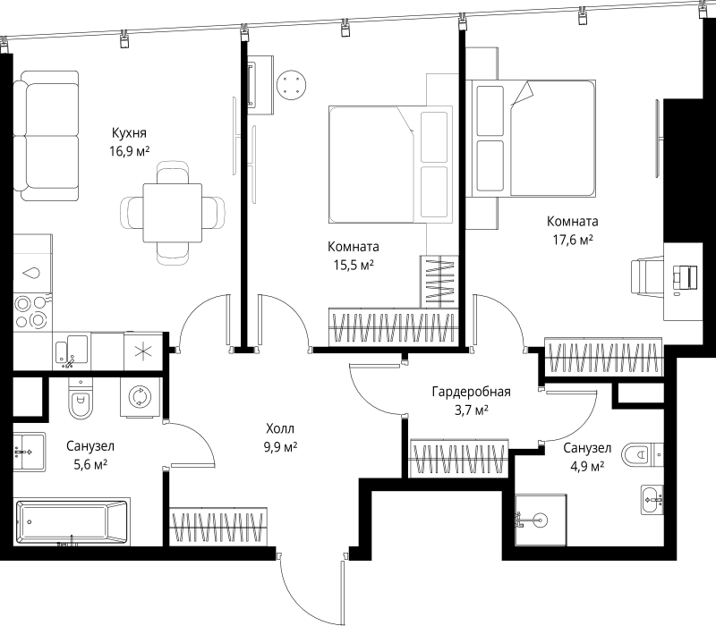 3 ккв (Евро) 74,1 м²