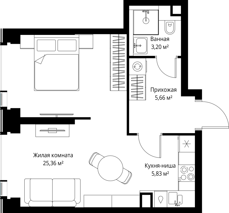 2 ккв (Евро) 40,1 м²