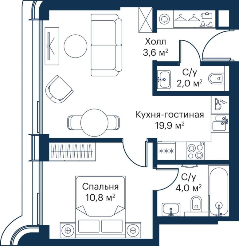 2 ккв (Евро) 38,7 м²