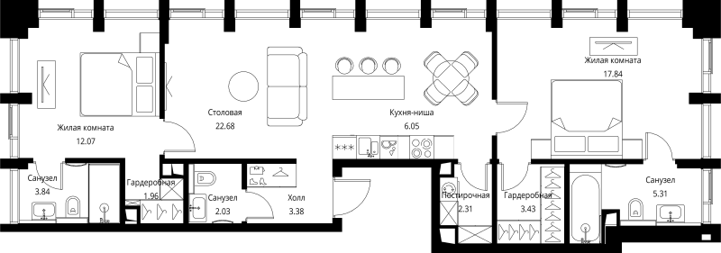 3 ккв (Евро) 80,9 м²