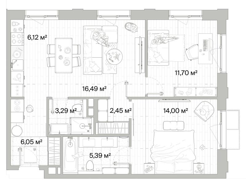 3 ккв (Евро) 65,5 м²