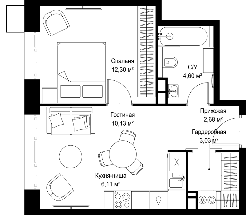 2 ккв (Евро) 38,9 м²