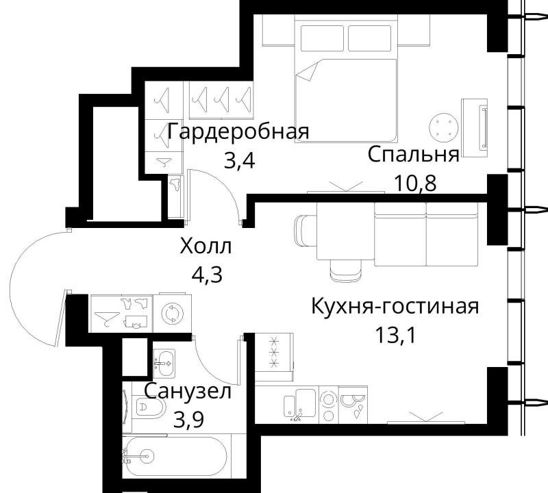 1 ккв 35,5 м²
