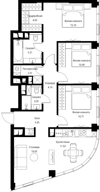 4 ккв (Евро) 84,1 м²