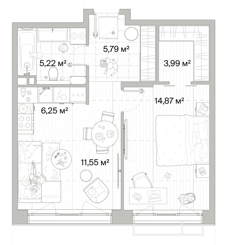 2 ккв (Евро) 47,7 м²