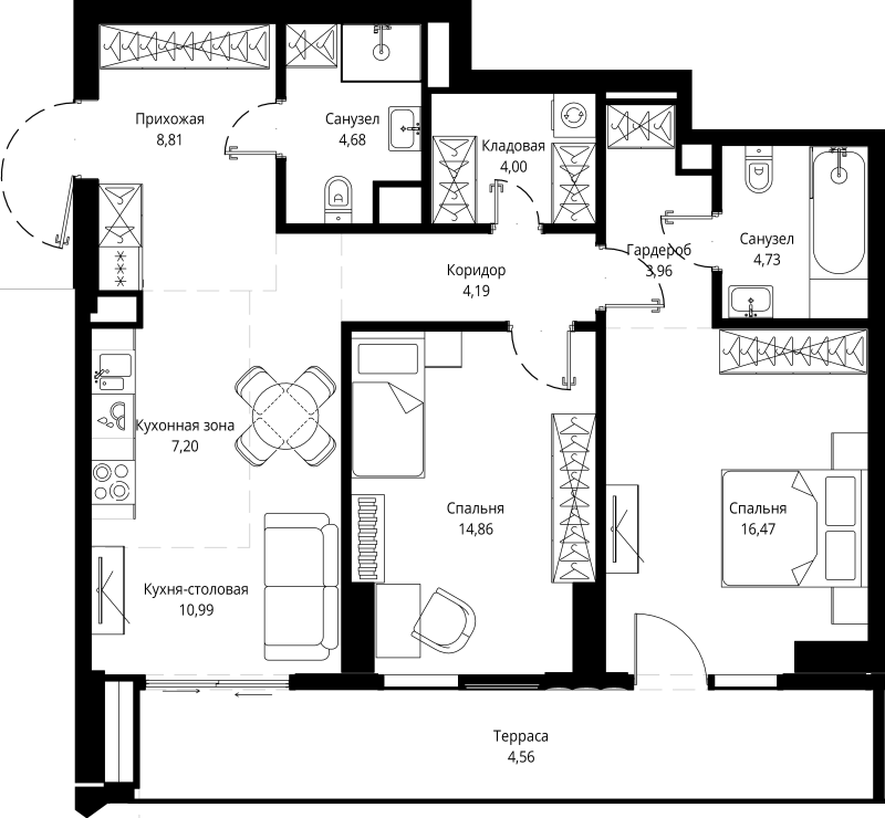 3 ккв (Евро) 85,3 м²