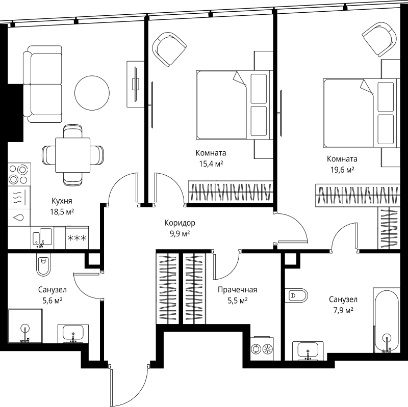 3 ккв (Евро) 82,4 м²