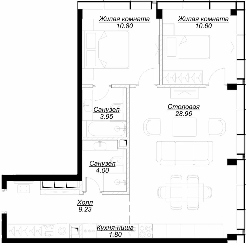 3 ккв (Евро) 68,8 м²