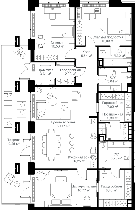 4 ккв (Евро) 142,2 м²