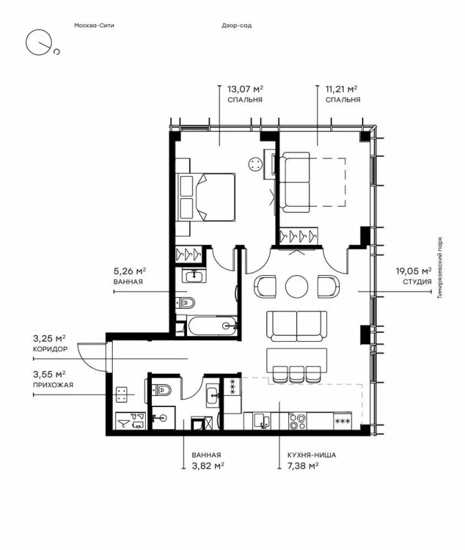 3 ккв (Евро) 68 м²