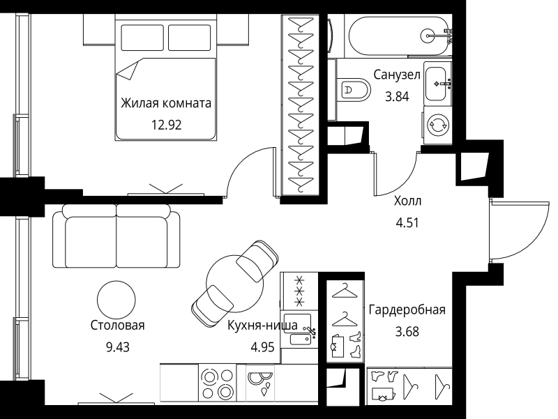 2 ккв (Евро) 39,3 м²