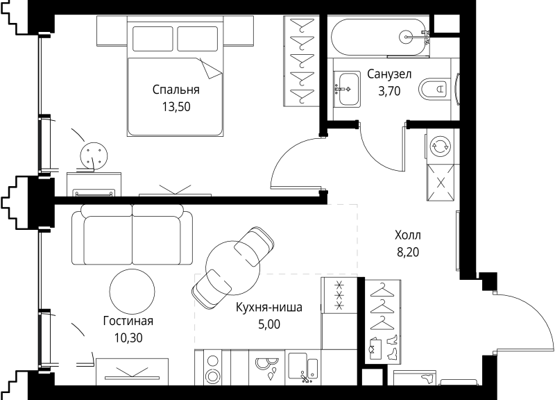 2 ккв (Евро) 41,1 м²