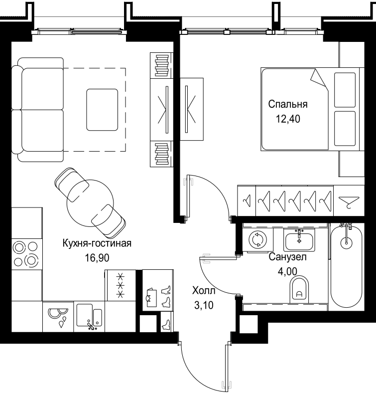 2 ккв (Евро) 36,4 м²