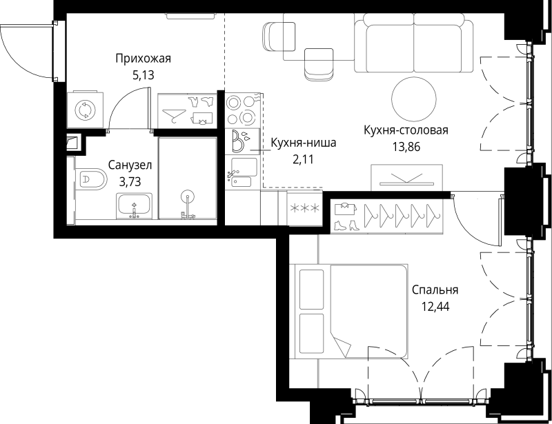 2 ккв (Евро) 37,3 м²