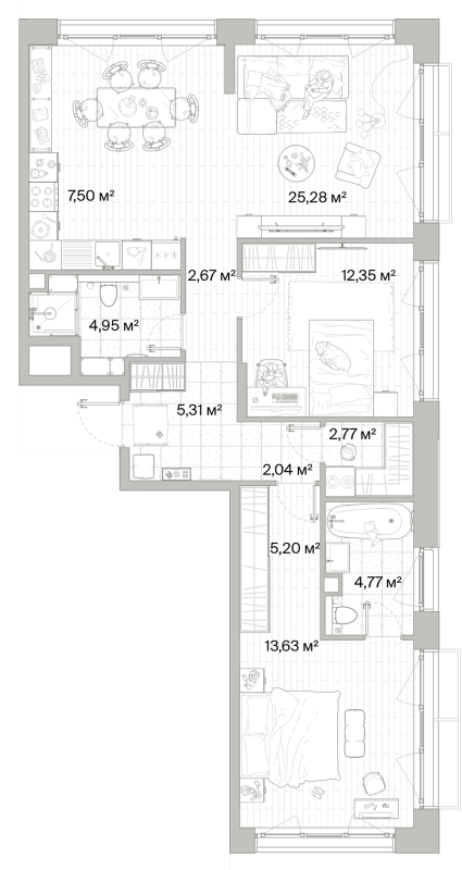 3 ккв (Евро) 86,5 м²