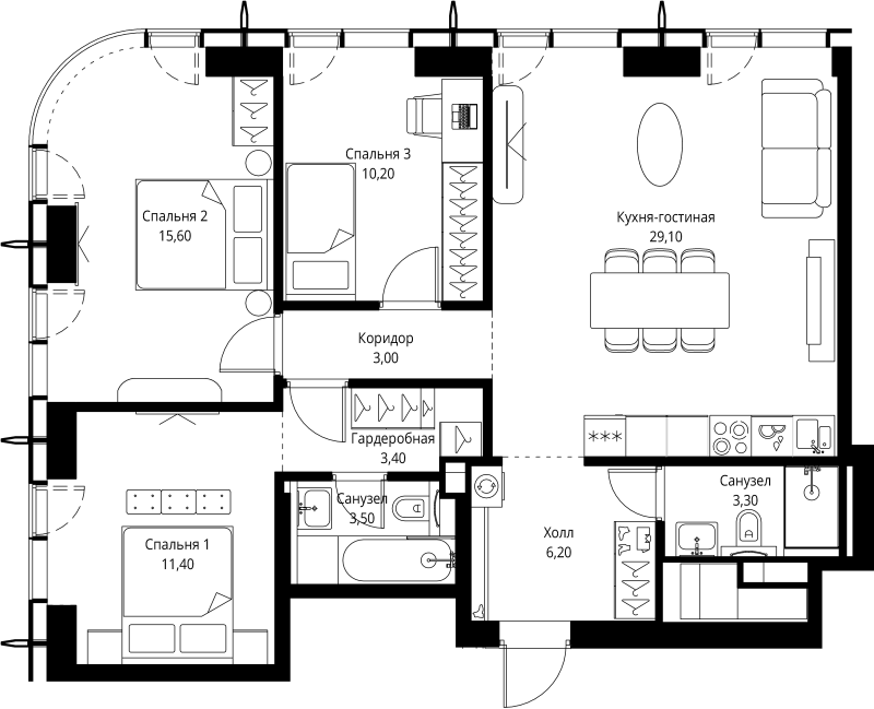 4 ккв (Евро) 85,7 м²
